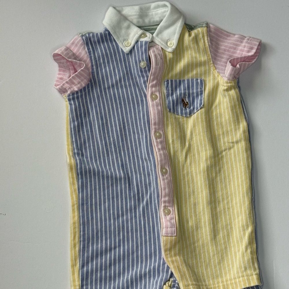 Ralph Lauren Striped Bodysuit - Pink, Blue, Yellow